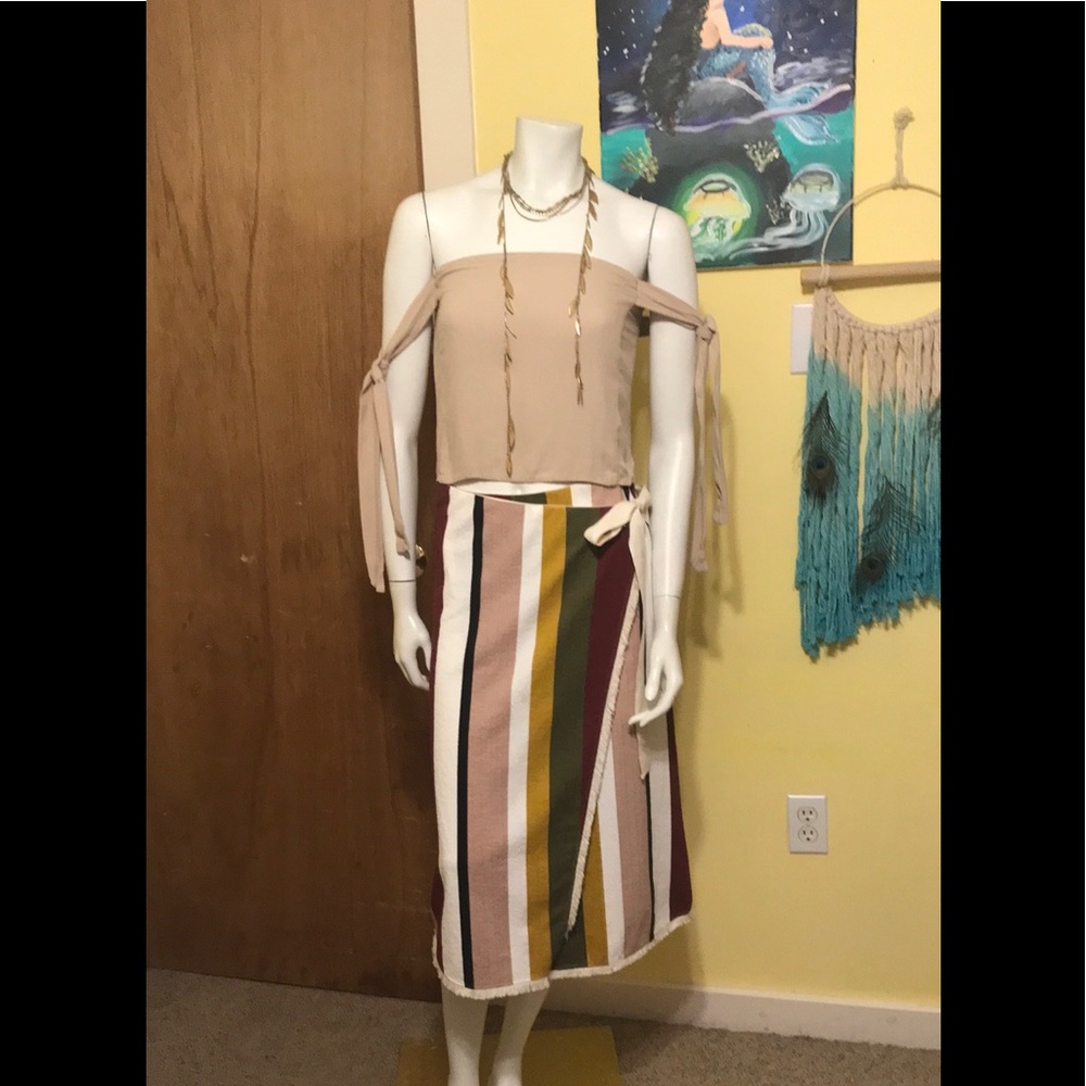 Zara striped wrap bo-ho skirt - Picture 2 of 8